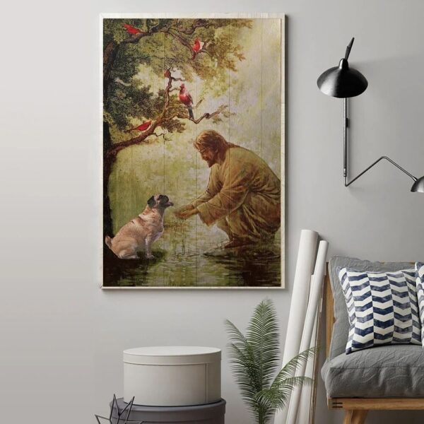 Pug And Jesus Christ Poster Religious Home Decor Wall Picture Gift For Pug Lover 2