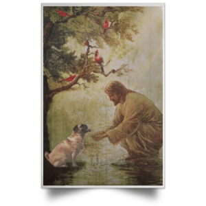 Pug And Jesus Christ Poster Religious Home Decor Wall Picture Gift For Pug Lover